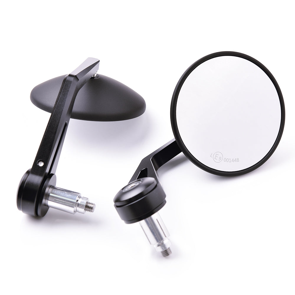 Universal Motorcycle Rearview Side Mirror - 3.8 Inch Round Handlebar End Side Mirror for Yamaha, Honda, Kawasaki, Suzuki, and More