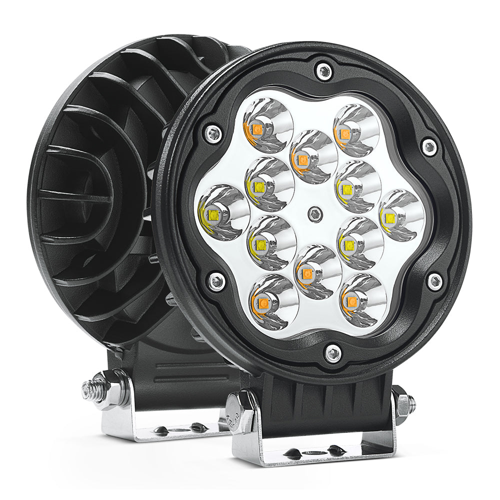 WR1 2Pcs 4.7 Inch 30W Round Driving Lights, 2918lm LED Light Pods Off Road Fog Lights - Amber Marker Light