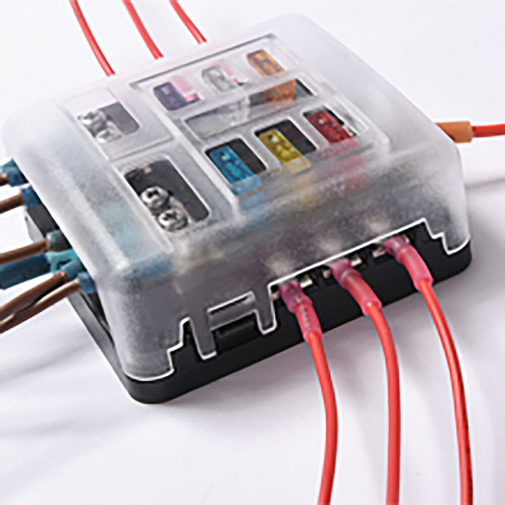 6-Way Blade Fuse Block Box Holder For Automotive Car Boat Marine SUV