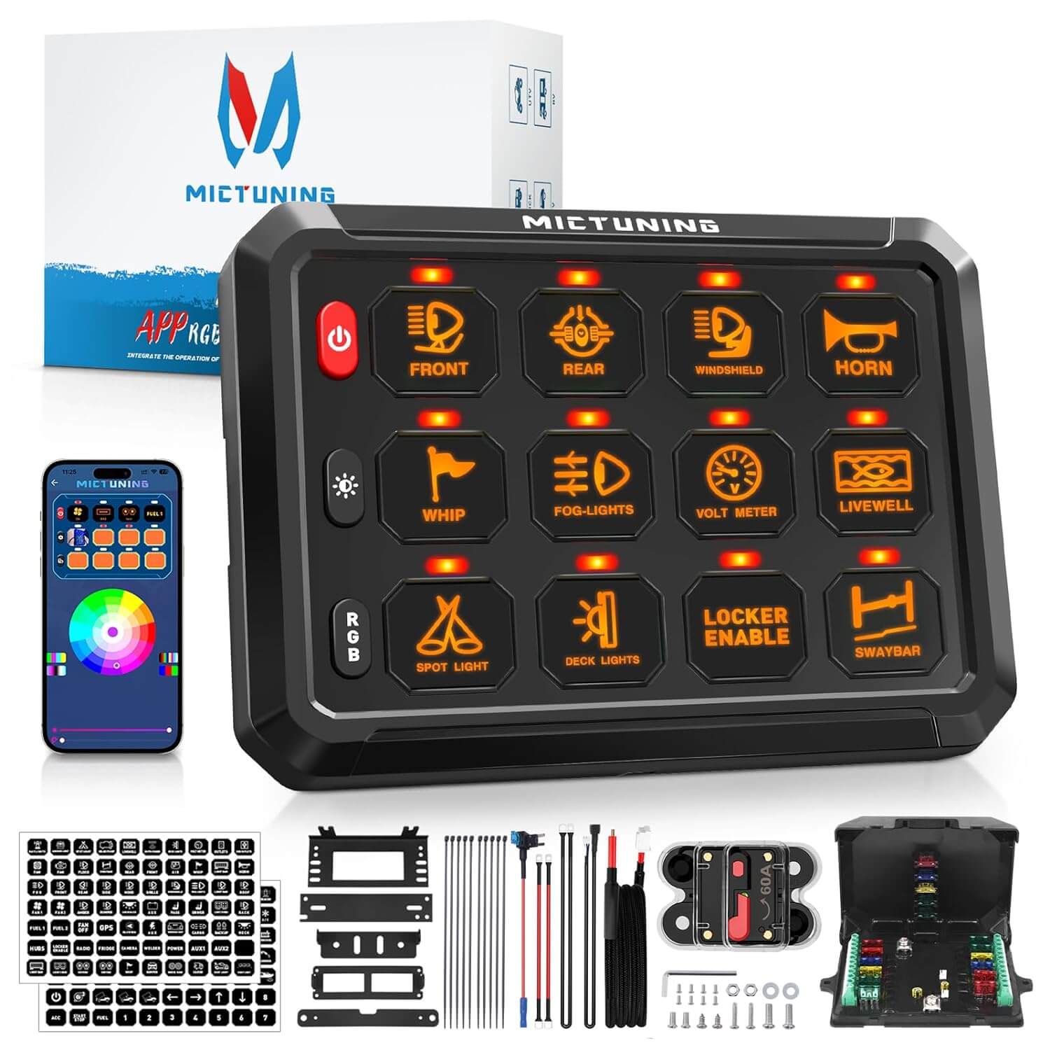 P1s Bluetooth RGB Switch Panel Bundle with C2 RGBW LED Rock Lights Kit