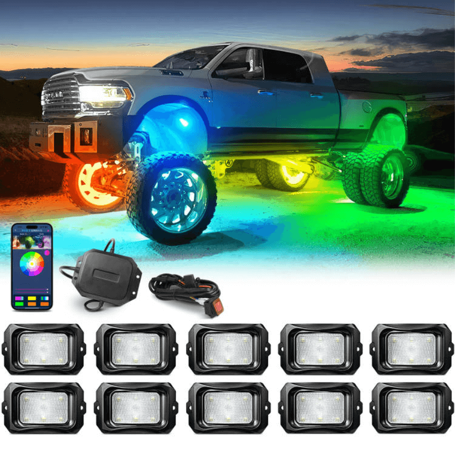 C2 RGB+IC LED Rock Lights Kit, 2-24 Pods, Dynamic Lighting Modes, IP68 Waterproof