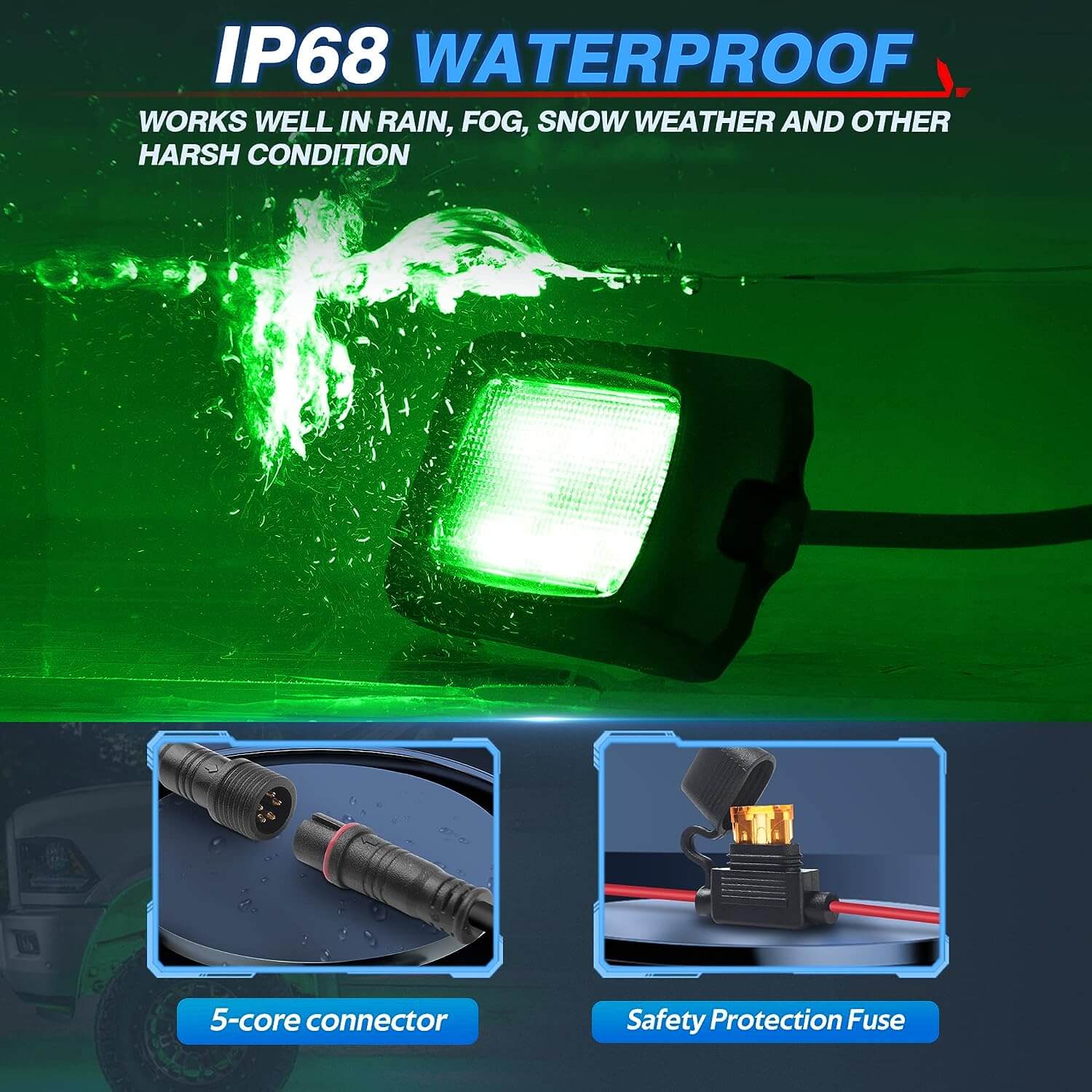 Q1 RGBW LED Rock Lights - 8 Pods Multicolor Neon LED Light Kit, APP + Remote Control