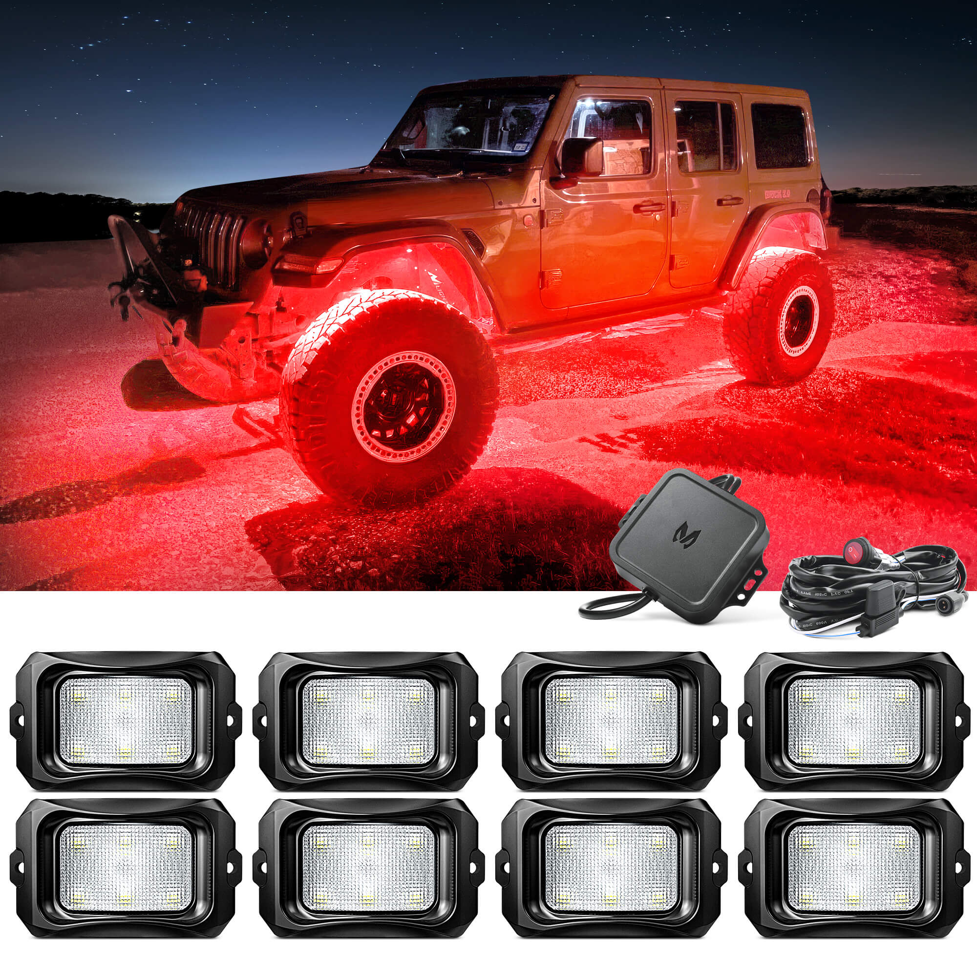 C2 Curved RGBW LED Rock Lights - 4-16 Pods Multicolor Neon LED Light Kit