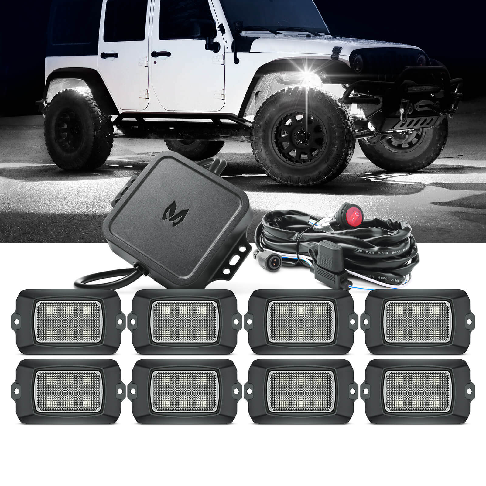 Q1 RGBW LED Rock Lights - 4-16 Pods  Neon LED Light Kit, APP + Remote Control