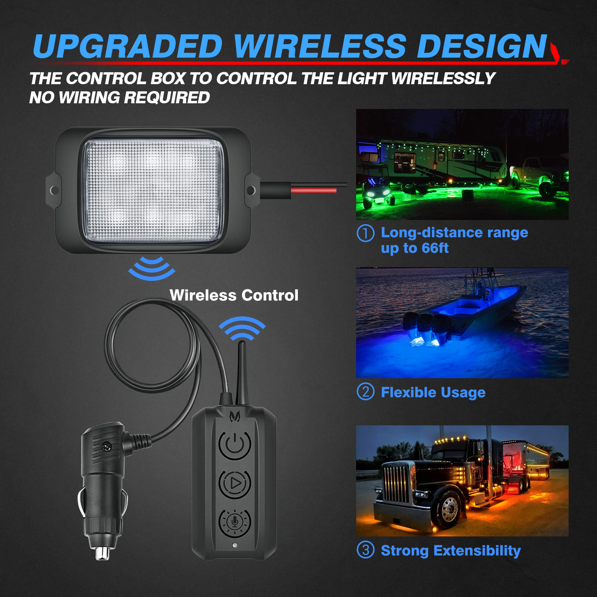 C3 Extensible RGBW LED Rock Lights - 12 Pods Wireless Control Multi-Color Neon Underglow Lights