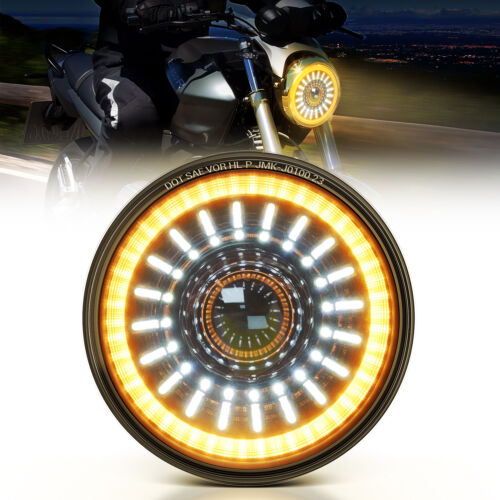 J1 Anti-glare 1000% Brighter 7″ Round Led Headlights with Start-up Gradient Welcome Halo, Motorcycle Headlights