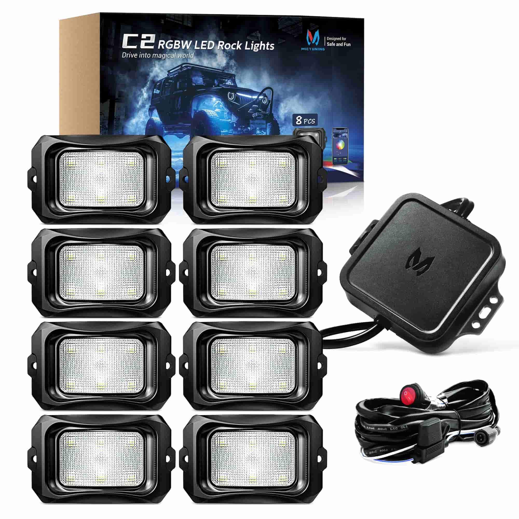 C2 Curved RGBW LED Rock Lights - 4-16 Pods Multicolor Neon LED Light Kit
