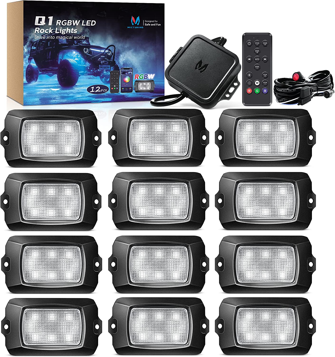 Q1 RGBW LED Rock Lights - 4-16 Pods  Neon LED Light Kit, APP + Remote Control